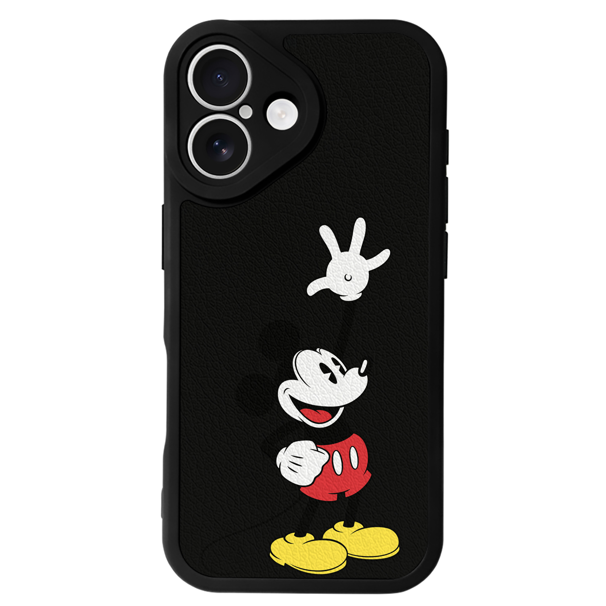 （画像用） ミッキーマウス Mickey Mouse 【iPhone 16シリーズ対応】シリコンスマホケース（レザー調） 材質：シリコン